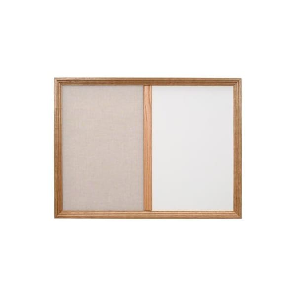 United Visual Products Decor Wood Combo Board, 60"x48", Cherry/Blue & Cork UV704DEFAB-CHERRY-BLUE-CORK